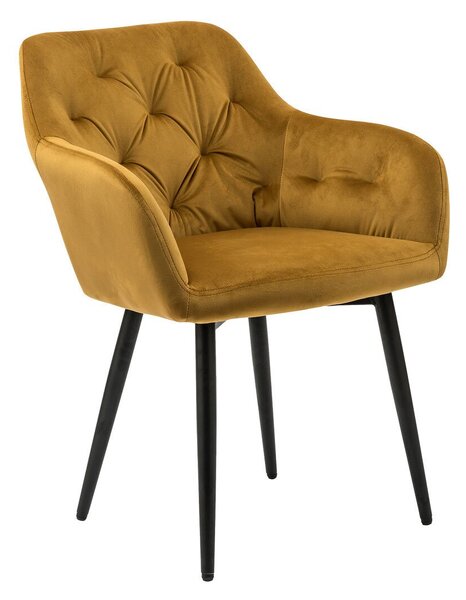 Zamatová stolička – žltá 61 × 45 × 85 cm SALESFEVER
