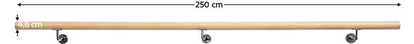 KONDELA Madlo/zábradlie, masívne drevo, prírodná, 250 cm, MANEL TYP 4
