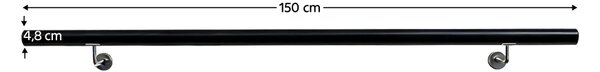 KONDELA Madlo/zábradlie, masívne drevo, čierna, 150 cm, MANEL TYP 3