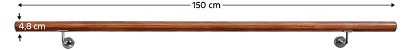 KONDELA Madlo/zábradlie, masívne drevo, hnedá, 150 cm, MANEL TYP 3