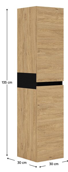 KONDELA Vysoká skrinka, dub zlatý/čierna, MOURO