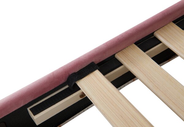 KONDELA Posteľ s roštom, 90x200, ružová Velvet látka, RANIA