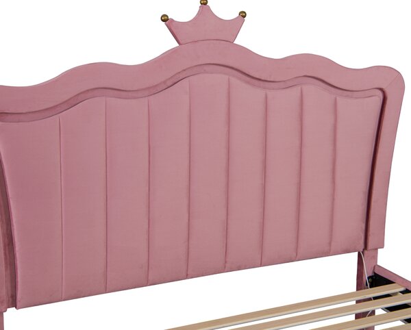 KONDELA Posteľ s roštom, 90x200, ružová Velvet látka, RANIA