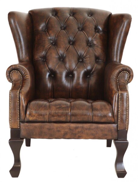 Kreslo Chesterfield z pravej hovädzej kože