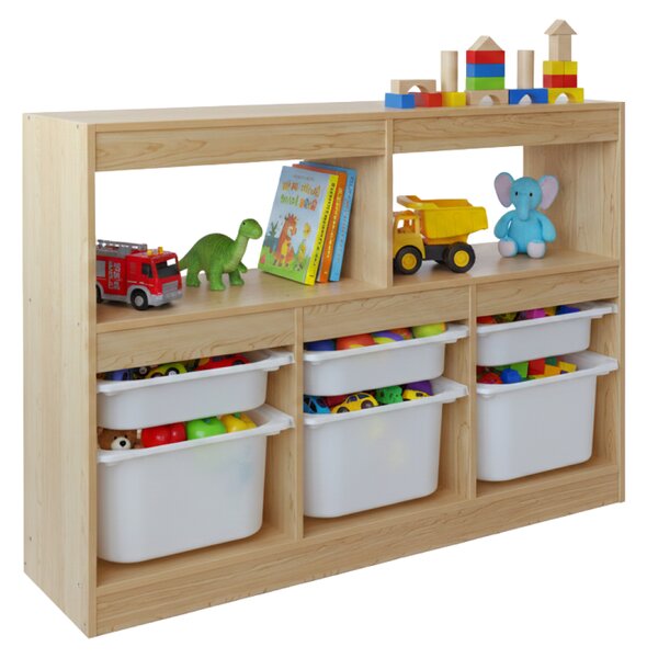 KONDELA Organizér s úložnými boxami, dub/biela, TRIVIX