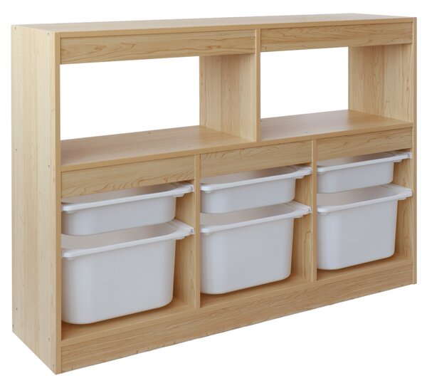 KONDELA Organizér s úložnými boxami, dub/biela, TRIVIX