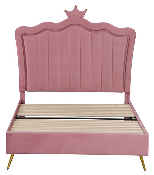 KONDELA Posteľ s roštom, 90x200, ružová Velvet látka, RANIA