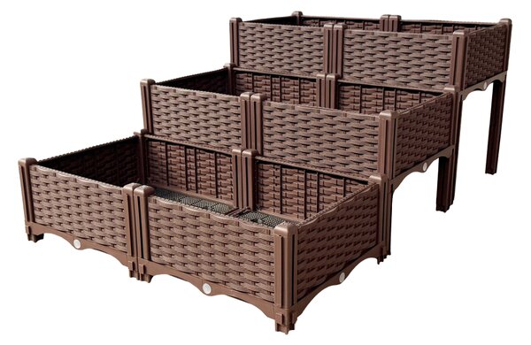 KONDELA Vyvýšený záhon, hnedý, plast, UTLAN TYP 3