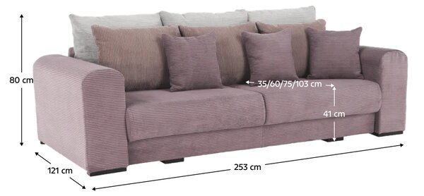 KONDELA Extra priestranná pohovka, fialová/staroružová/béžová, GILEN BIG SOFA