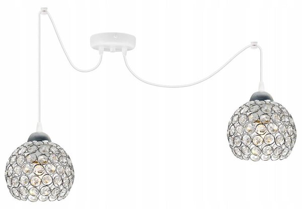 Závesné svietidlo Crystal Spider, 2x strieborné krištáľové tienidlo, (chrómové uchytenie), w
