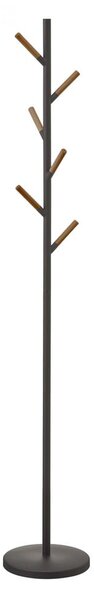 Čierny stojací vešiak s detailmi z bukového dreva YAMAZAKI Plain Pole Hanger