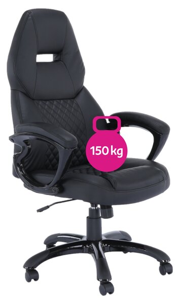 KONDELA Kancelárske kreslo, čierna ekokoža, nosnosť 150 kg, HEVYR