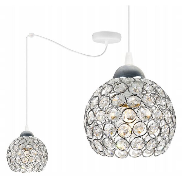 Závesné svietidlo Crystal Spider, 1x strieborné krištáľové tienidlo, (chrómové uchytenie), w