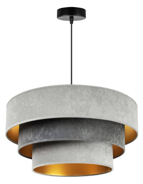 Závesné svietidlo Mediolan, 1x svetlošedé/šedé/zlaté textilné tienidlo (výber z 2 farieb konštrukcie)