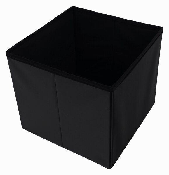 KONDELA Skladací taburet, ekokoža čierna, TELA NEW
