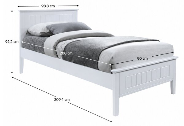 KONDELA Posteľ, biela, 90x200, MIDEA