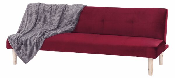 KONDELA Pohovka rozkladacia, bordová Velvet látka/dub, ALIDA