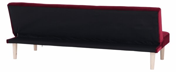 KONDELA Pohovka rozkladacia, bordová Velvet látka/dub, ALIDA