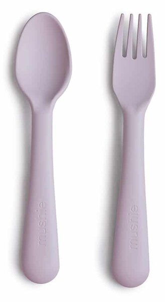 Mushie detský príbor - lyžička a vidlička soft-lilac