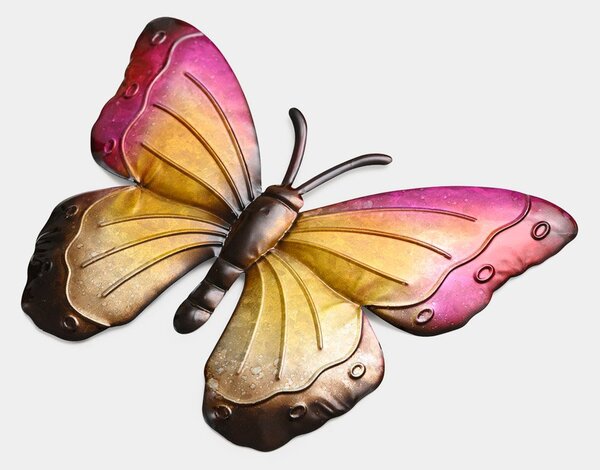 Nástenná kovová dekorácia motýľ BUTTERFLY 40 cm - viac farieb Farba: Fialová