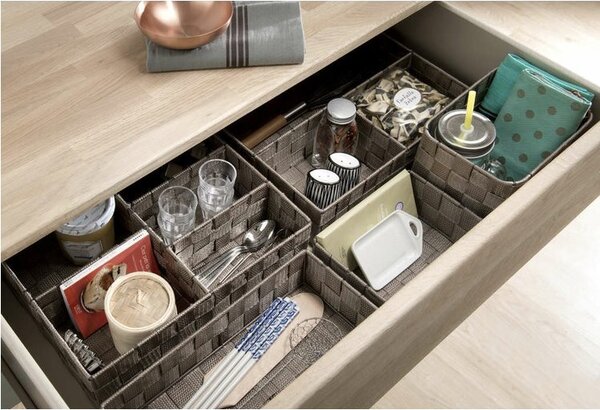 Úložný organizér Compactor TEX 12 x 12 x 7 cm, hnedá