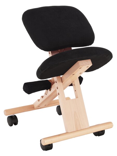 KONDELA Ergonomická kľakačka, čierna/buk, GROCO