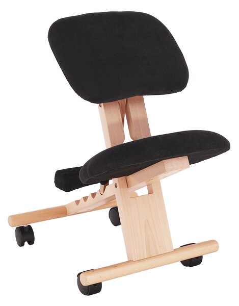 KONDELA Ergonomická kľakačka, čierna/buk, GROCO