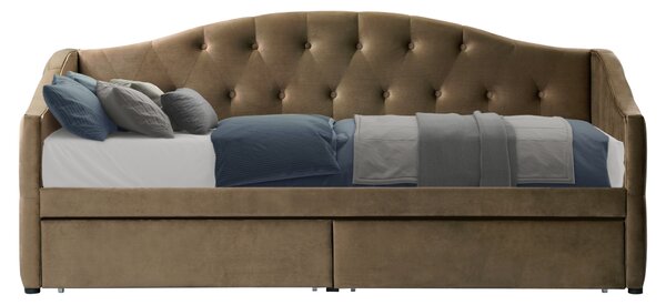 KONDELA Posteľ s úložným priestorom, 90x200, hnedá Velvet látka, ZASKA