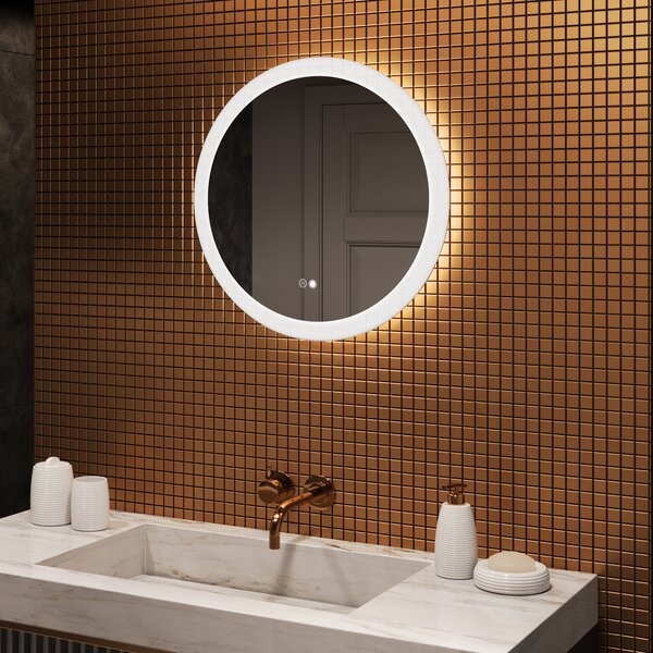 Koloidné zrkadlá do kúpeľne s LED osvetlením 60 cm s Dual color, Spínač dotykový, Vyhrievacia rohož