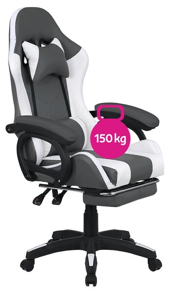 KONDELA Kancelárske/herné kreslo s RGB LED podsvietením, čierna/biela, JOVELA