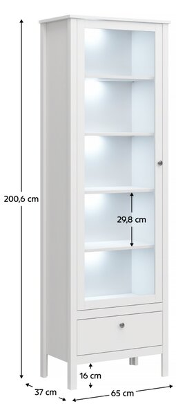KONDELA Vitrína 1W1S, biela, OLJE