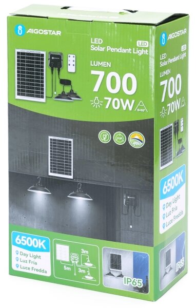 Aigostar - LED Solárny luster so senzorom 2xLED/35W/12V 6000 mAh 6500K pr. 15 cm