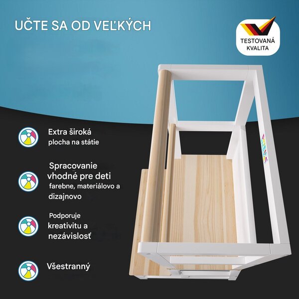 Detská učiaca veža Barn 93x51x50 cm - prírodná
