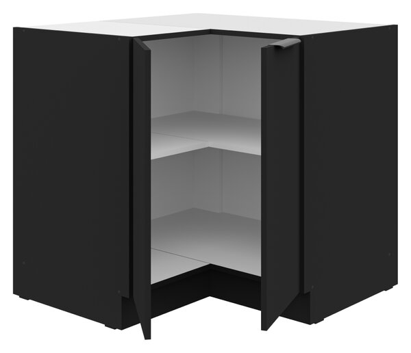 KONDELA Spodná rohová skrinka, čierna, SIBER 90x90 DN 2F BB
