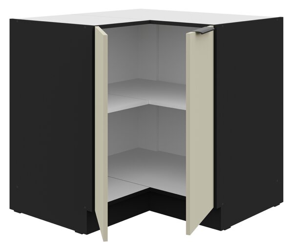 KONDELA Spodná rohová skrinka, kašmír/čierna, ARAKA 90x90 DN 2F BB