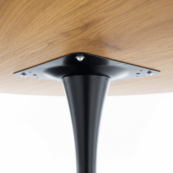 KONDELA Jedálenský stôl, dub/čierna, priemer 80 cm, REVENTON NEW
