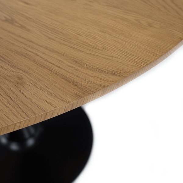KONDELA Jedálenský stôl, dub/čierna, priemer 80 cm, REVENTON NEW