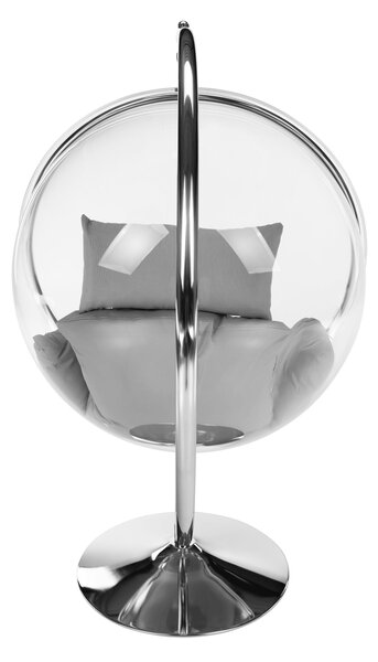 KONDELA Závesné kreslo so stojanom, transparentná/strieborná/sivá, BUBBLE NEW TYP 3