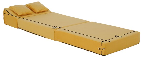 KONDELA Skladací matrac/kreslo, 2v1, žltá, PELOS