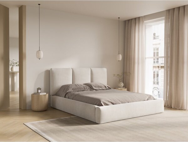 Béžová čalúnená dvojlôžková posteľ s úložným priestorom s roštom 180x200 cm Brody – Mazzini Beds