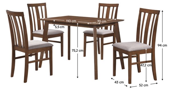 KONDELA Jedálenský set 1+4, orech/béžová, ROIS SET