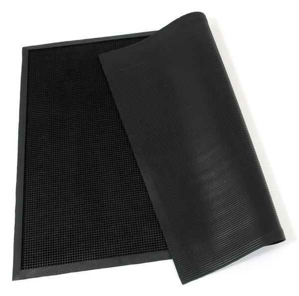 Gumová čistiaca rohož Rubber Brush 90 x 120 x 1,2 cm, čierna