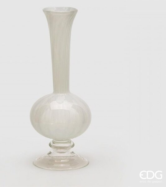 Sklenená váza Collounge biela, 41x16 cm