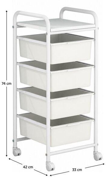 KONDELA Pojazdný regál, biela, SUFIK