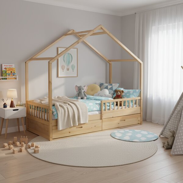 KONDELA Montessori posteľ, 90x200, prírodná, masív, BIANKA