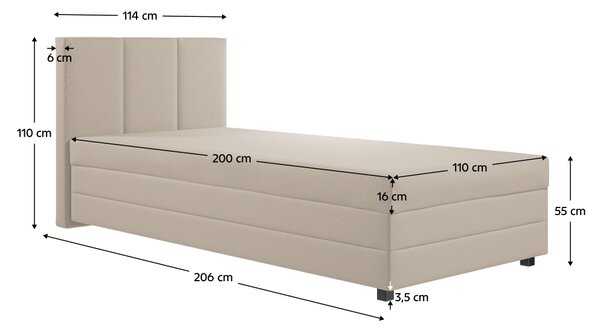 KONDELA Boxspringová posteľ, jednolôžko, béžová, 110x200, univerzálna, ALEXA