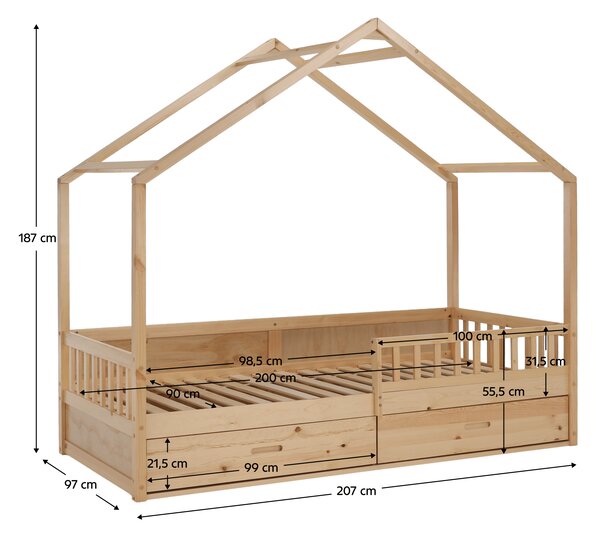KONDELA Montessori posteľ, 90x200, prírodná, masív, BIANKA