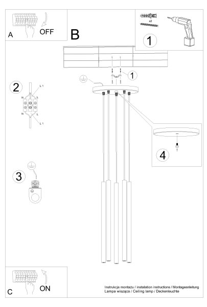 Sollux SL.1522 - Luster na lanku PASTELO 5xG9/8W/230V zelená
