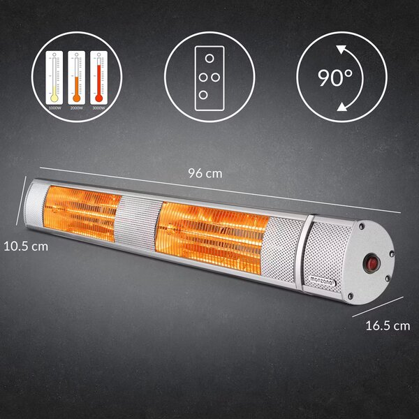 Sálavý ohrievač 3000 W - strieborný