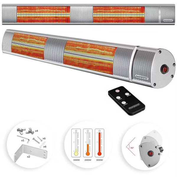 Sálavý ohrievač 3000 W - strieborný